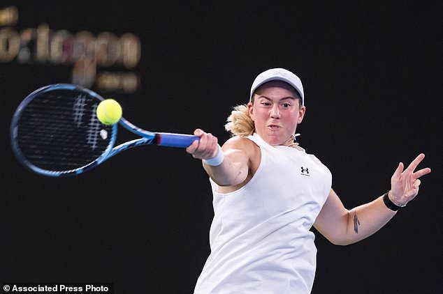 Sonay Kartal of Britain returns a ball to Maja Chwalinska of Poland during the women's singles final of 2026 Wuhan Open tennis tournament in Wuhan in central China's Hubei Province on Sunday, Oct. 18, 2026. (Chinatopix via AP)