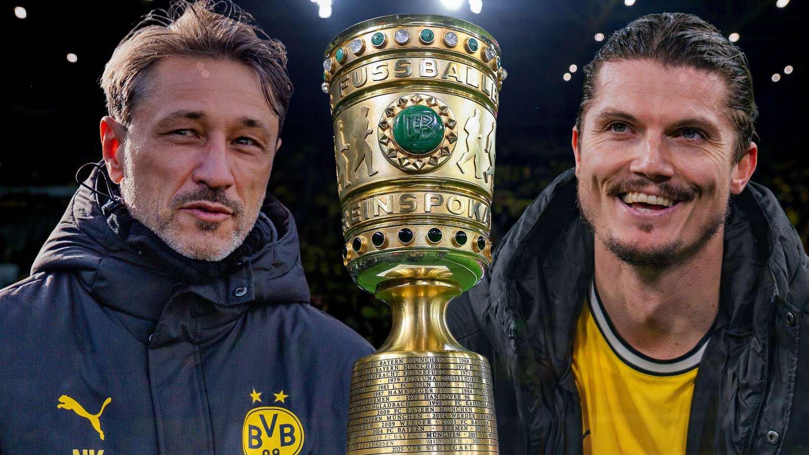 Niko Kovac (l.) und Marcel Sabitzer (r.) freuen sich. 