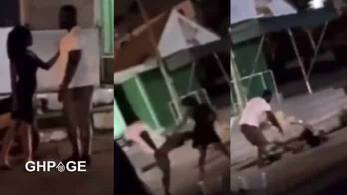 man beats up woman on streets of Obuasi