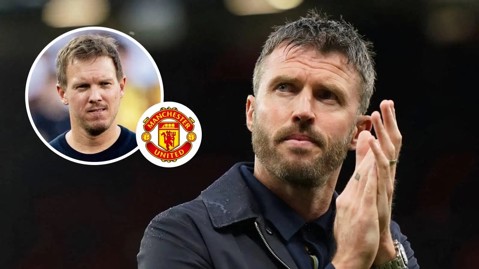 Michael Carrick, Julian Nagelsmann with Man Utd badge