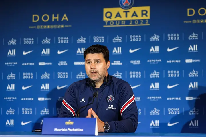 Paris Saint-Germain's Argentinian head coach Mauricio Pochettino during his time at PSG. (Photo by KARIM JAAFAR/AFP via Getty Images)