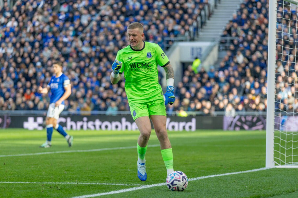 Jordan Pickford playing for Everton.