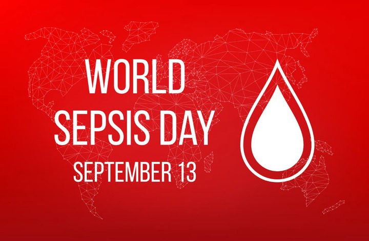 2G868TA World sepsis day. Medical design concept for 13 September. Banner with text and blood drop. Vector illustration.