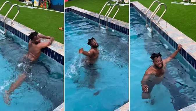 Investor money is sweet - Nigerians react to clip of Sabinus swimming in his personal pool - sabinus swim