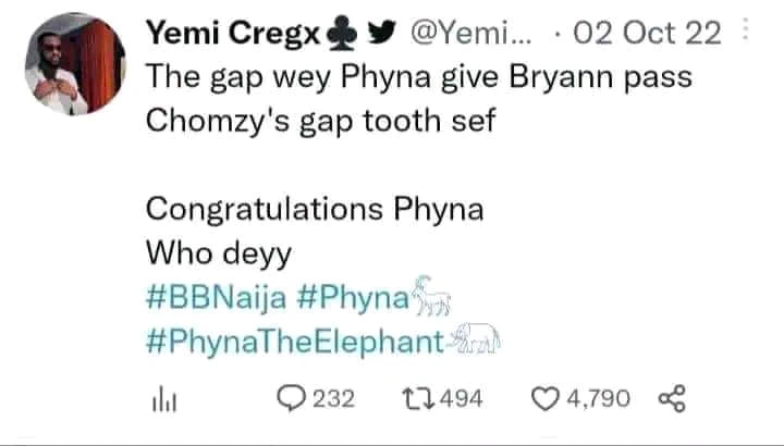 BBTitans: Fans Dig Up Tweet Of Yemi Cregx Shading Bryann And Chomzy