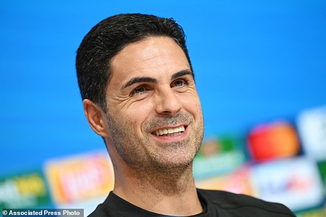 Arsenal coach Mikel Arteta attends a press conference in Munich, Tuesday Oct. 20, 2026, a day ahead of the Champions League soccer match between FC Bayern Munich and FC Arsenal on Wednesday. (Angelika Warmuth/dpa via AP)