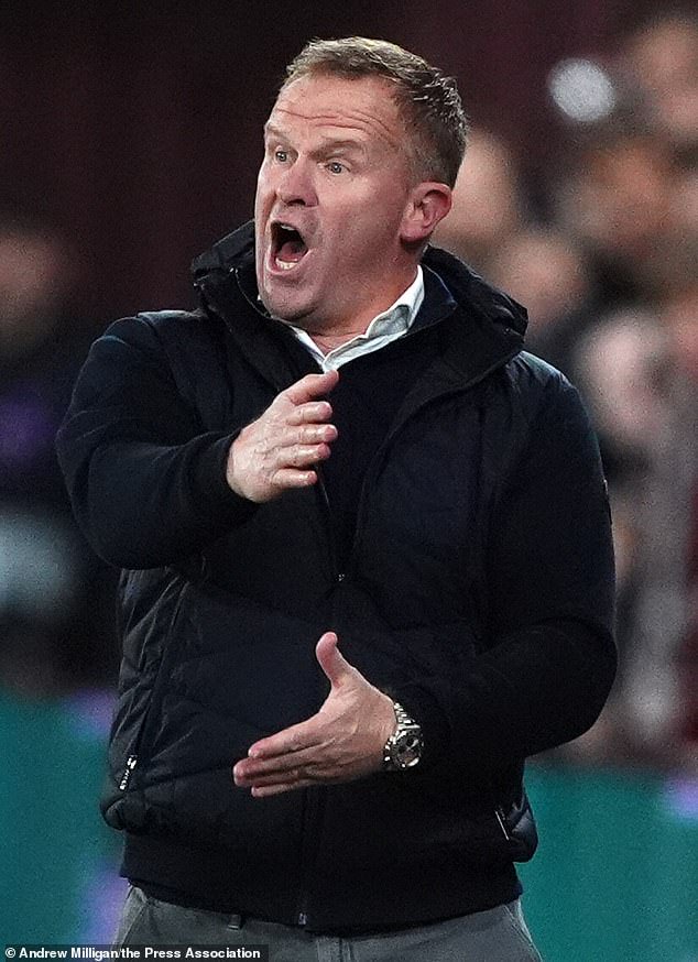 Hearts boss Wouter Vrancken urges his players on against Nordsjaelland