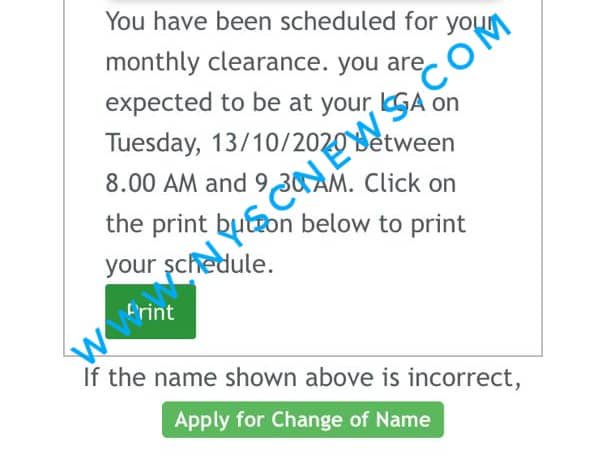 NYSC Monthly Clearance Schedule Is Out