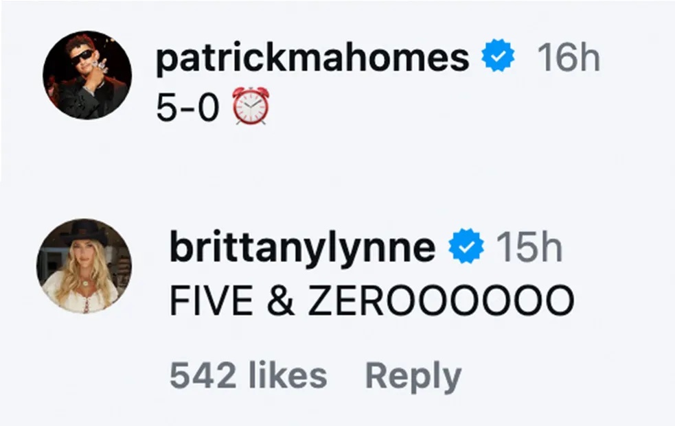 Patrick Mahomes Gets Fired-Up Message from Wife Brittany as Chiefs Remain Undefeated