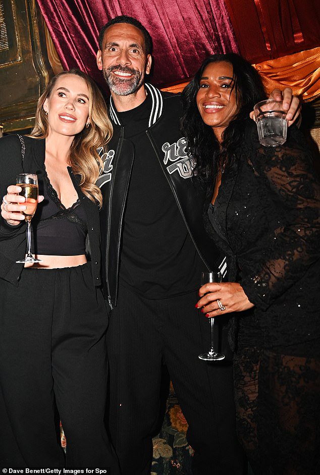 Kate Ferdinand (L) and husband Rio (C) joined fellow Usher fans at a bash to celebrate the singer's sold-out London shows on Sunday (pictured with businesswoman&nbsp;Danielle Forbes, R)
