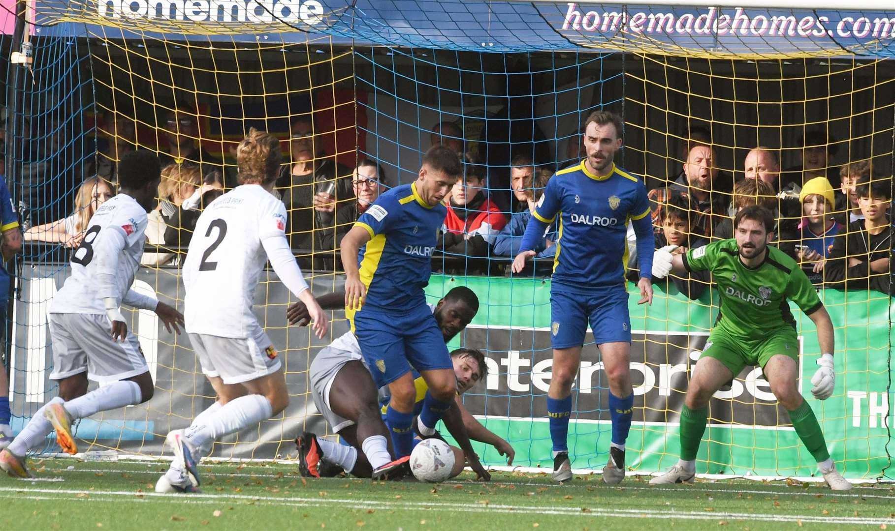 Spalding defend their goal. Photo: Chris Lowndes