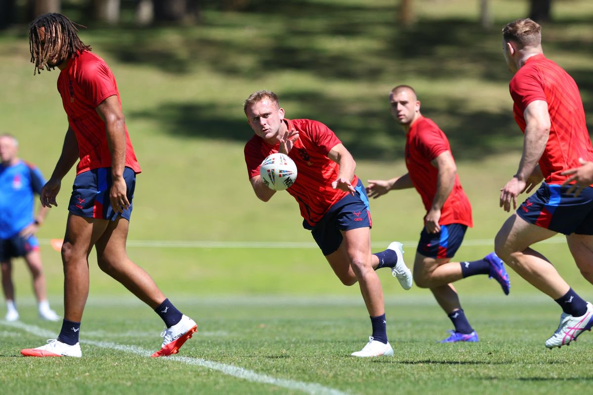 Hull KR's Jez Litten in training with England during their World Cup campaign.