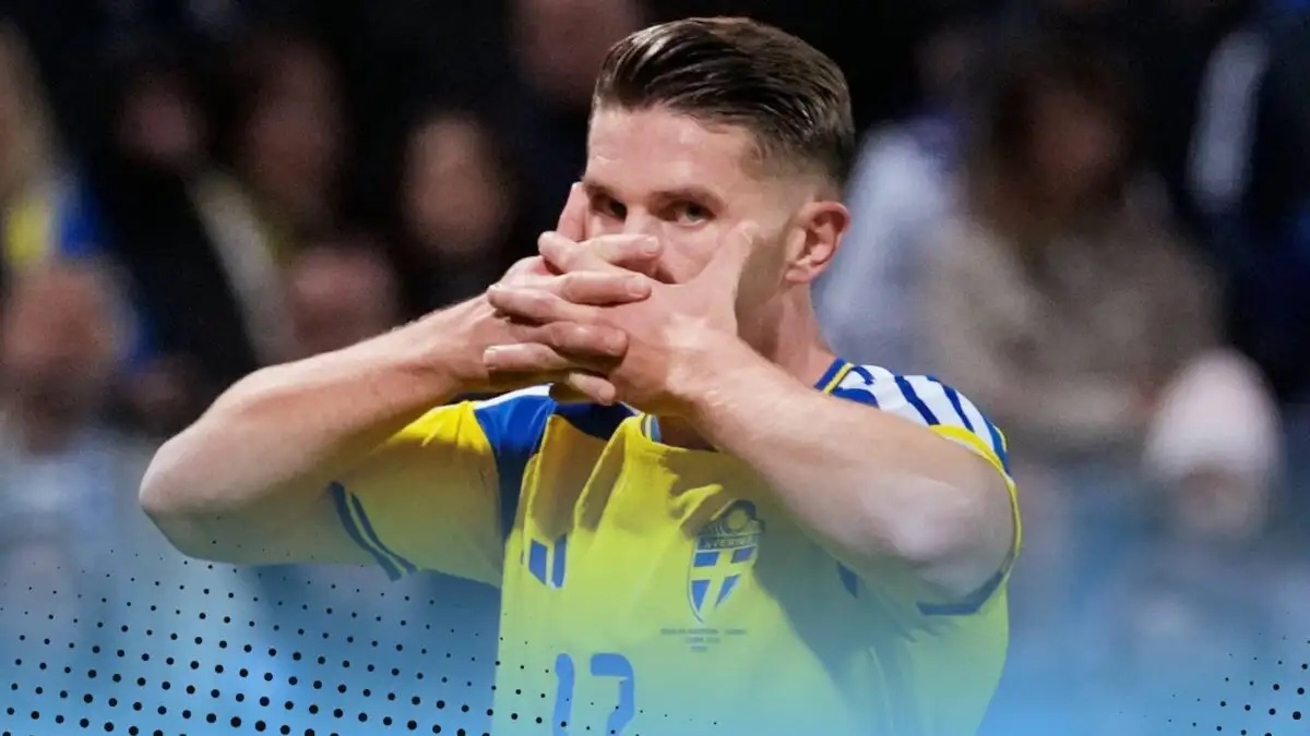 Viktor Gyokeres celebrating for Sweden