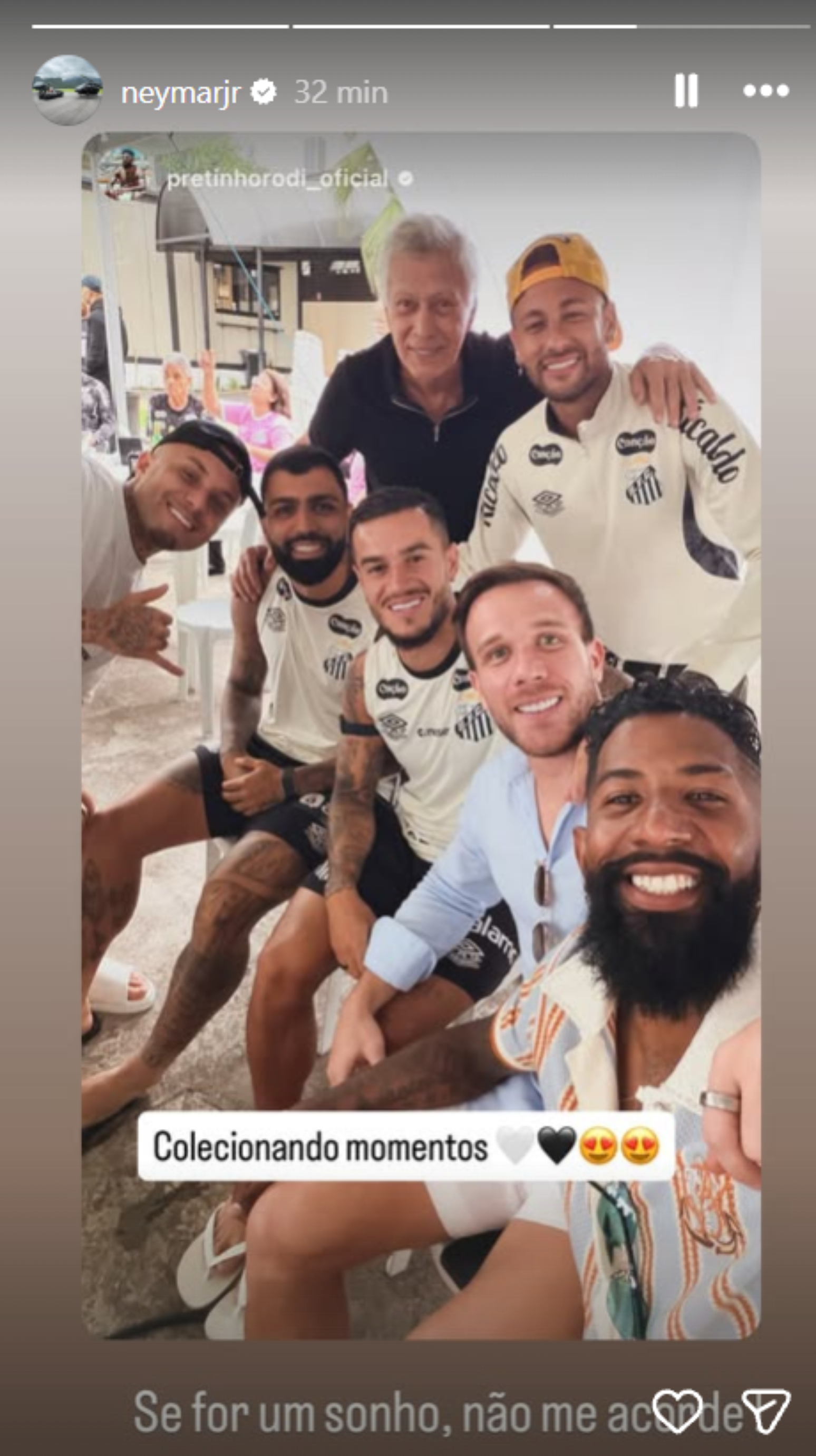 Neymar faz publicação no Instagram empolgado com reforços do Santos