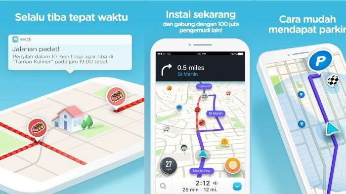 Ilustrasi aplikasi Waze, salah satu aplikasi maps atau peta yang bisa dicoba di HP Android