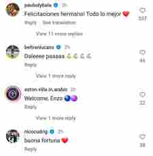 Paulo Dybala wishes Enzo Barrenechea well after Aston Villa move