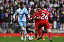 Michael Olise during the Premier League match between Liverpool FC and Crystal Palace at Anfield.