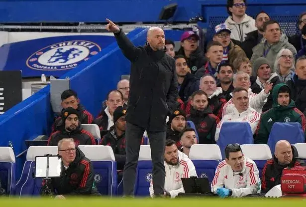 Manchester United manager Erik ten Hag on the touchline during the Premier League match at Stamford Bridge, London