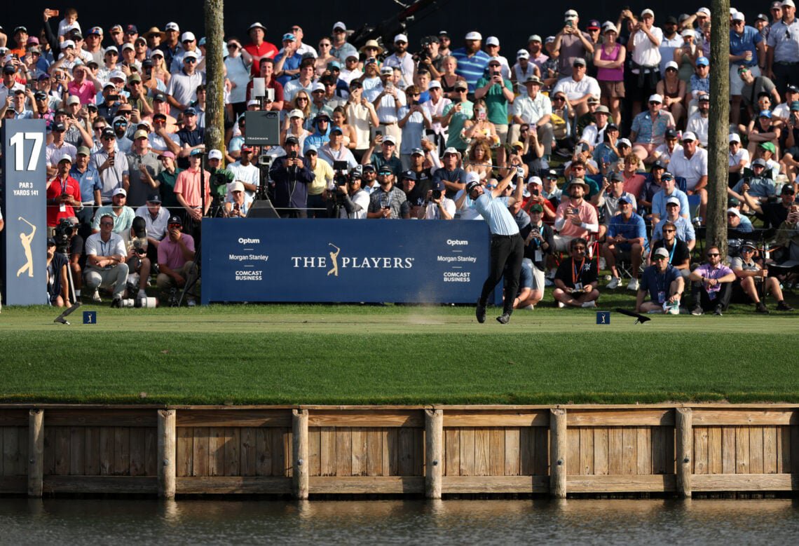 Cameron Young of the United States tee's off at the 17th during the final round of THE PLAYERS Championship 2026