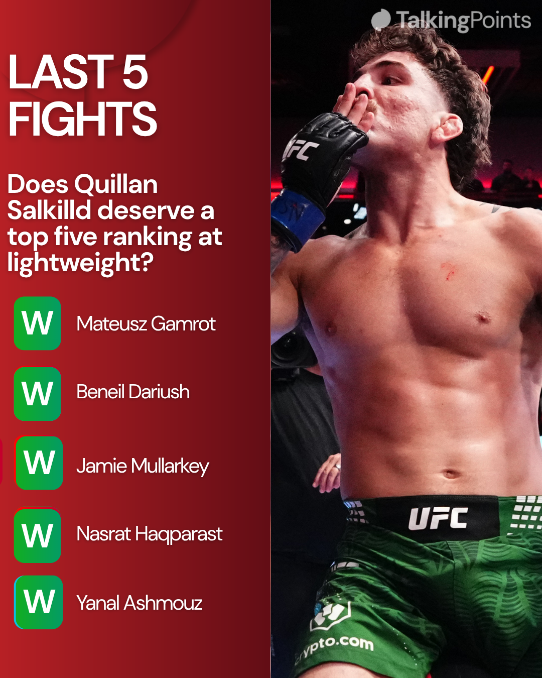 Talking Points graphic for Quillan Salkilld