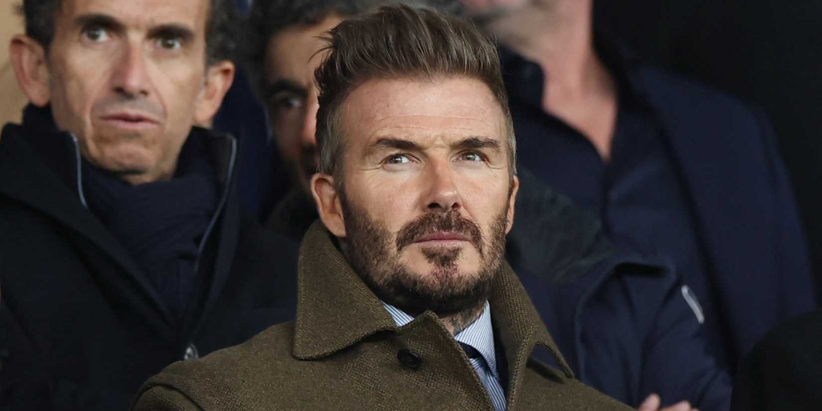Former player David Beckham attends Paris St Germain v Liverpool