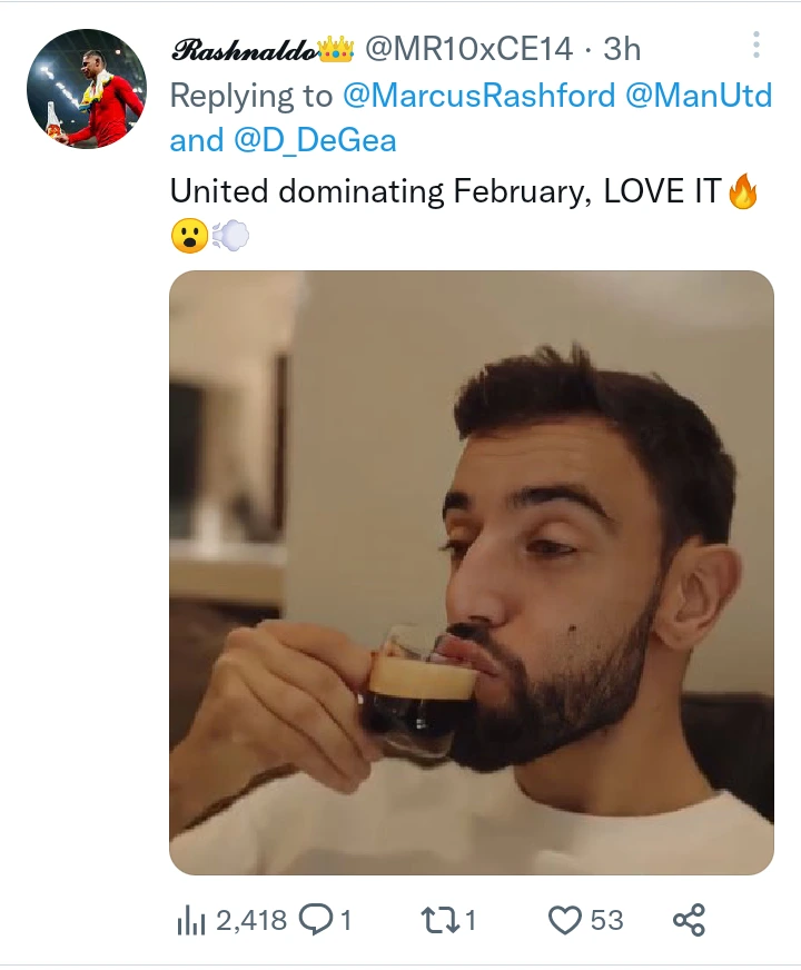 Reactions as Rashford shares photo of De Gea, Ten Hag and himself with their February EPL awards.