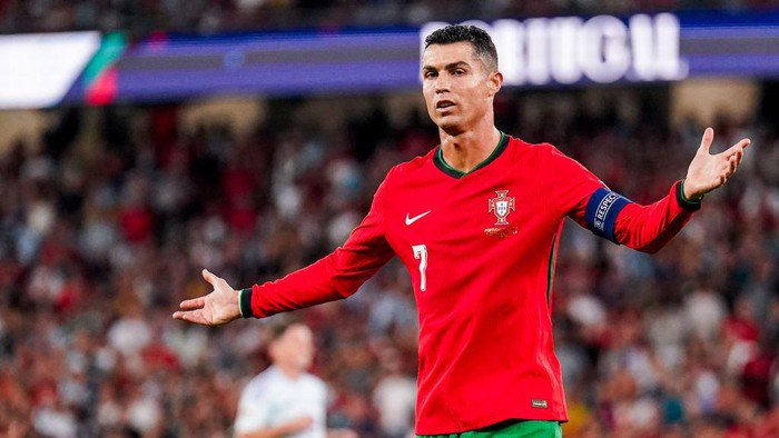 LISBON, PORTUGAL - SEPTEMBER 08: Cristiano Ronaldo of Portugal gestures during the UEFA Nations League 2024/25 League A Group A1 match between Portugal and Scotland at Estadio do SL Benfica on September 8, 2024 in Lisbon, Portugal. (Photo by Rene Nijhuis/MB Media/Getty Images)