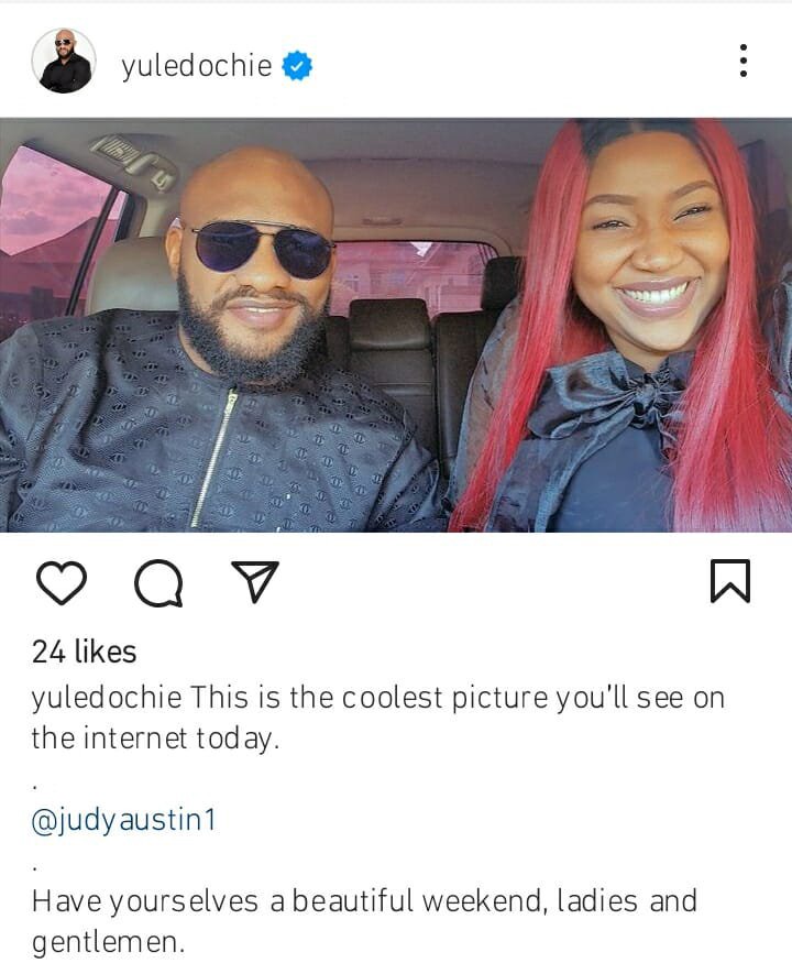 Yul Edochie crowns his picture with Judy the coolest