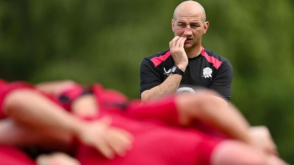 Steve Borthwick watches England training