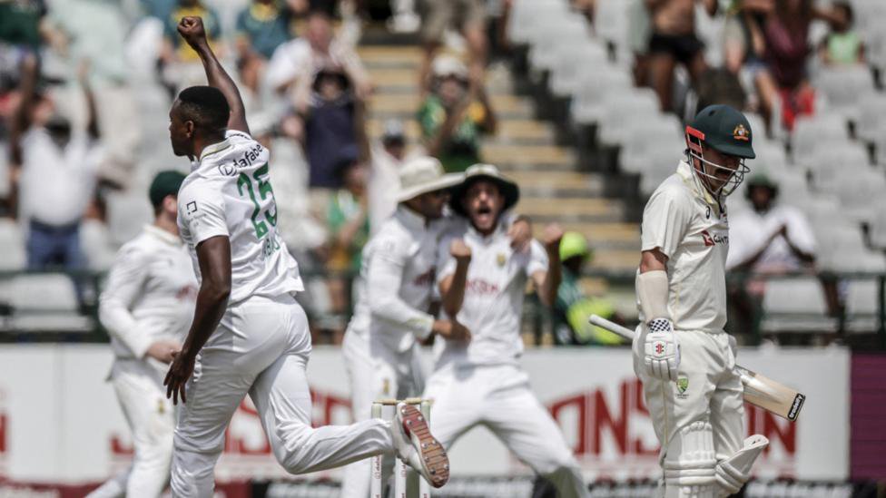 Kagiso Rabada celebrates wicket of Travis Head