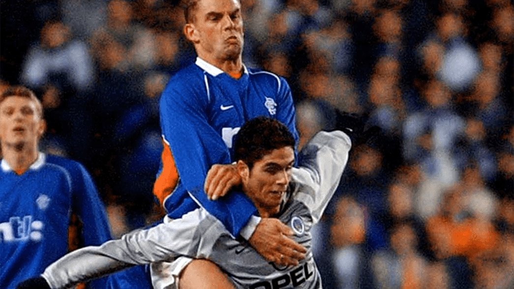 Mikel Arteta playing for PSG against Rangers