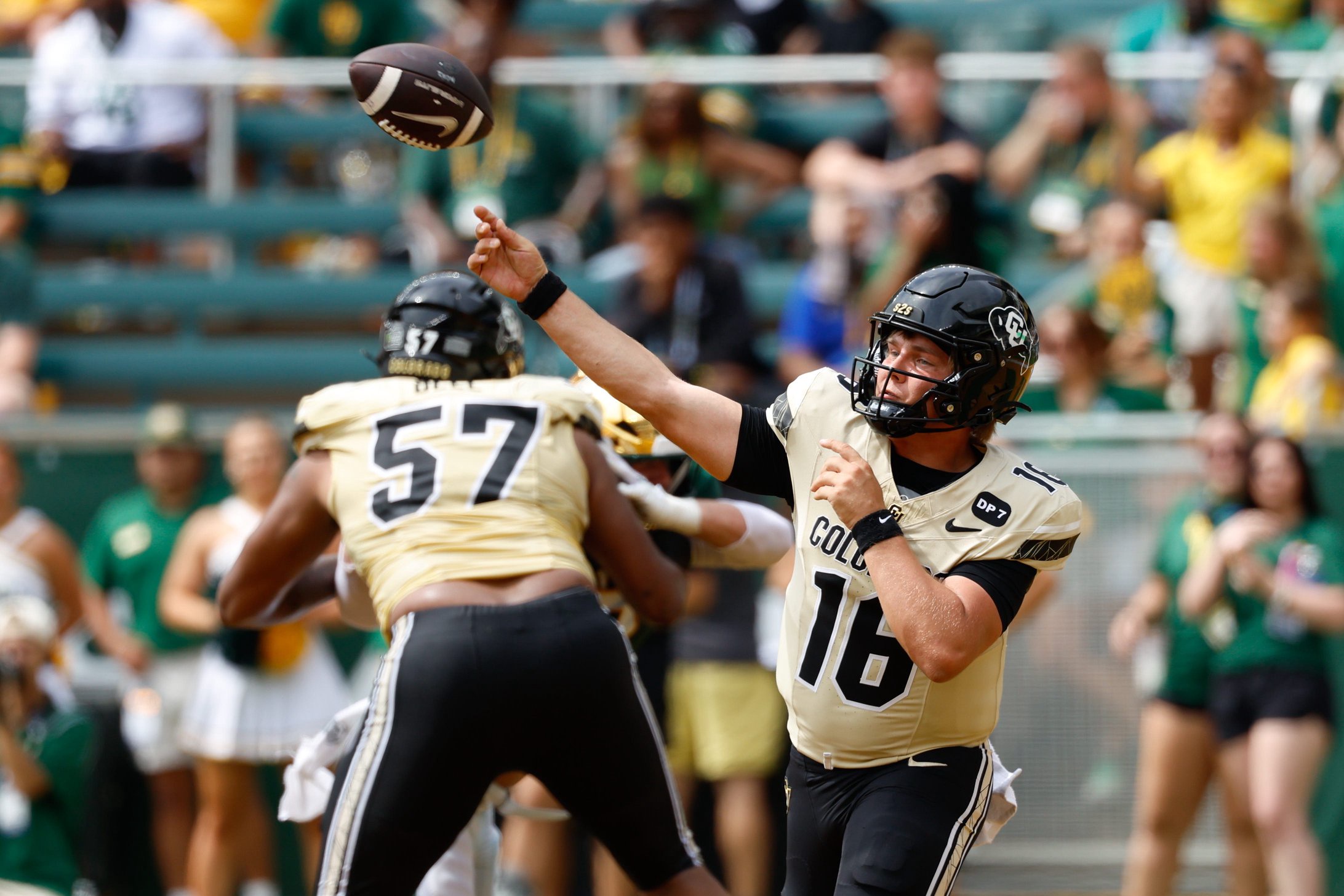 Sep 26, 2026; Waco, Texas, USA;  Colorado Buffaloes quarterback Isaac Wilson (16) throws a pass against the Baylor Bears during the second half at McLane Stadium.  Mandatory Credit: Chris Jones-Imagn Images