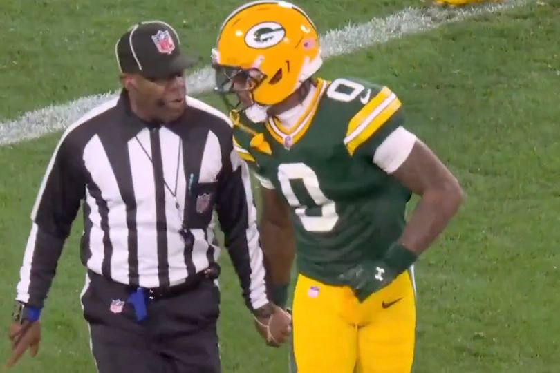 Matthew Golden was spotted holding a referee's hand for some reason
