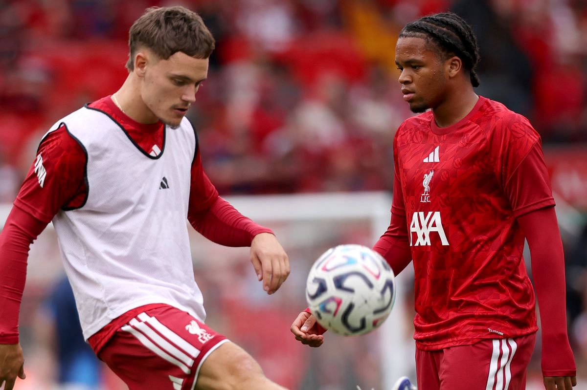 Florian Wirtz and Rio Ngumoha of Liverpool