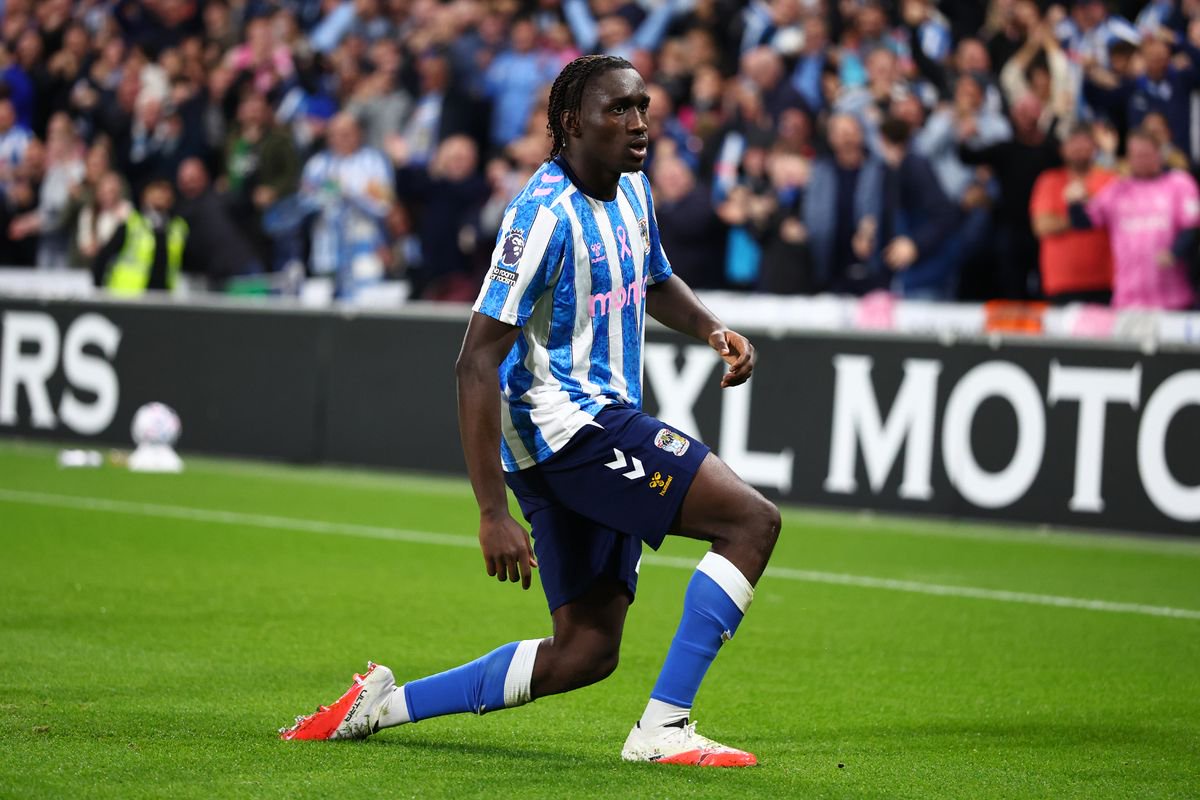 Sidiki Cherif of Coventry City celebrates scoring 