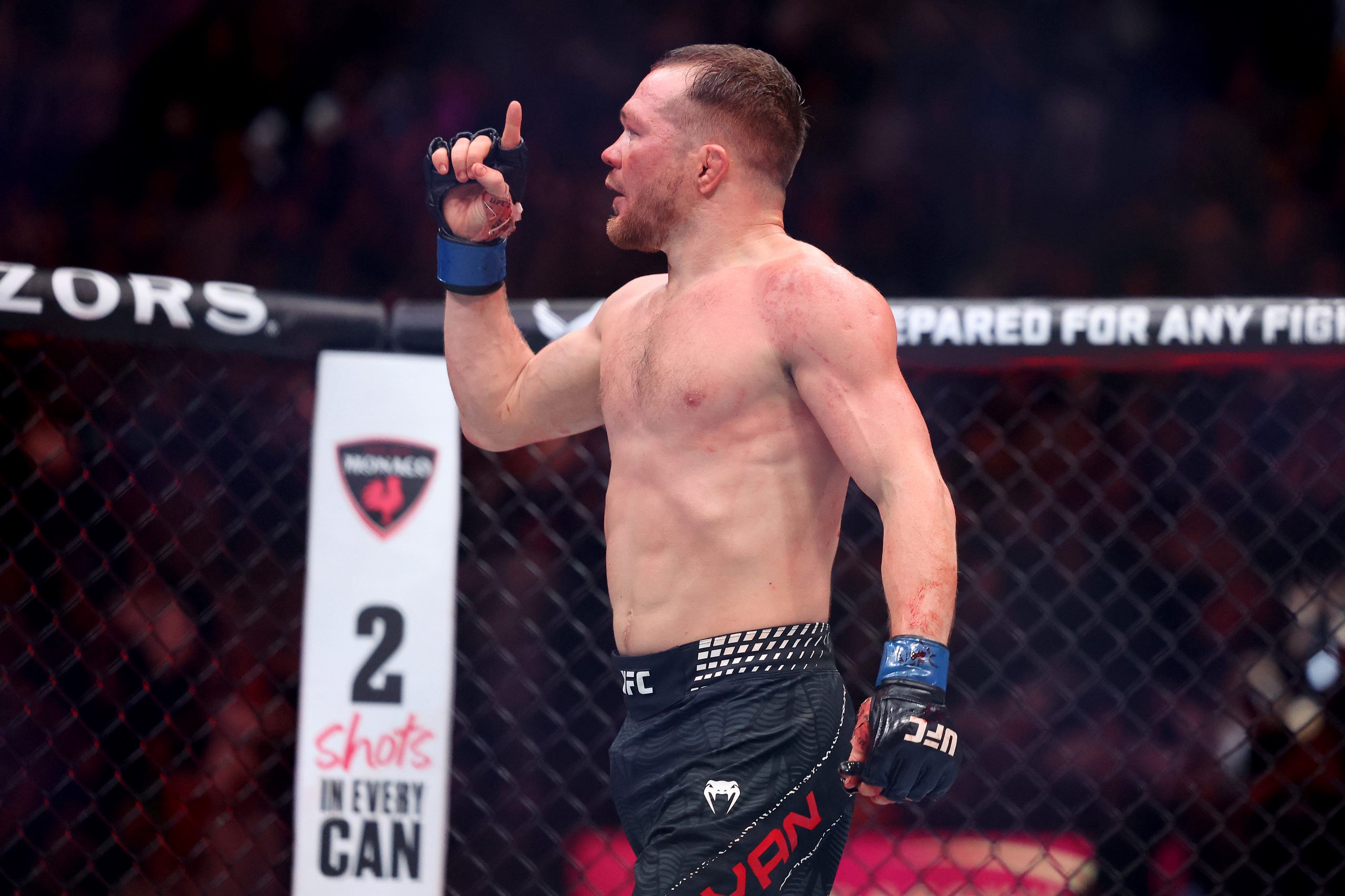 LAS VEGAS, NEVADA - DECEMBER 06: Petr Yan reacts following a bantamweight title bout against Merab Dvalishvili of Georgia during UFC 323 at T-Mobile Arena on December 06, 2025 in Las Vegas, Nevada. (Photo by Ian Maule/Getty Images)