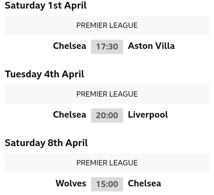 Chelsea's Next 5 EPL Games That Could See Them Drop More Points To Qualify For UEL Next Season