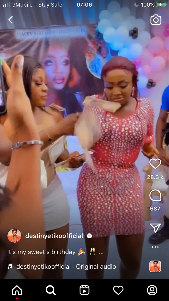 Reactions As Actress Destiny Etiko Shuts Down Lizzy Gold’s Birthday party.