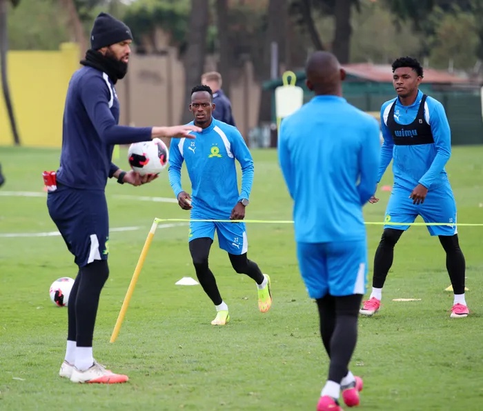 Mamelodi Sundowns train with non-playing squad member Reyaad Pieterse leading the proceedings at Chloorkop.