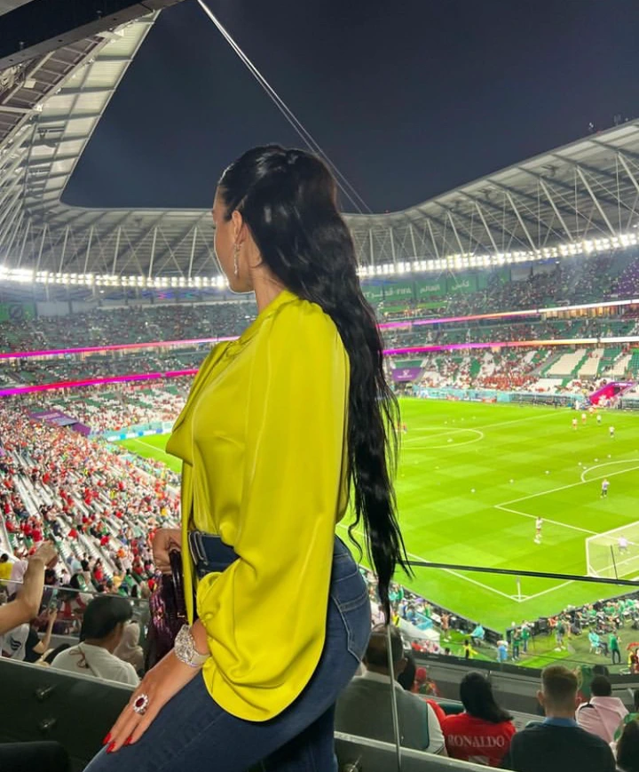 Cristiano Ronaldo wife, Georgina Rodriguez flew their kids to Qatar to watch their dad's match against South Korea (Photos) 