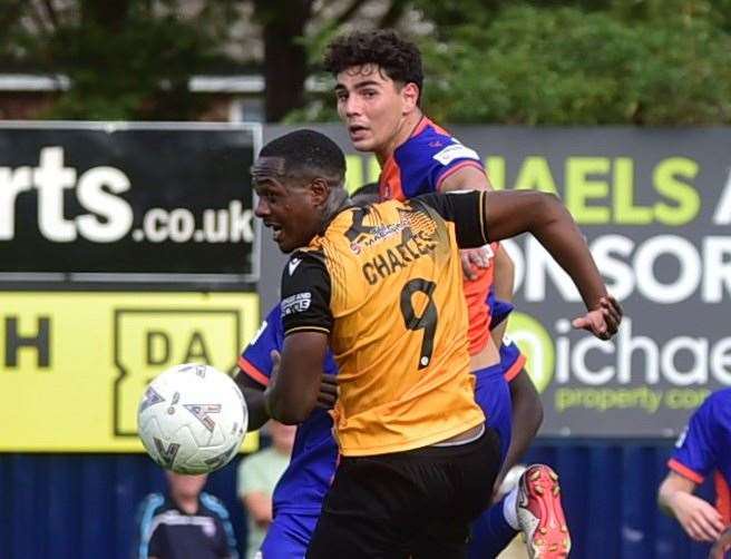 Dartford loanee Vladimir Paternoster in action for parent club Braintree against Maidstone last month. Picture: Steve Terrell