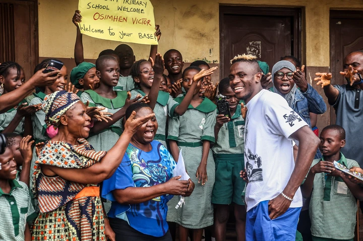 PHOTOS: Victor Osimhen Returns To His Primary School In Lagos State