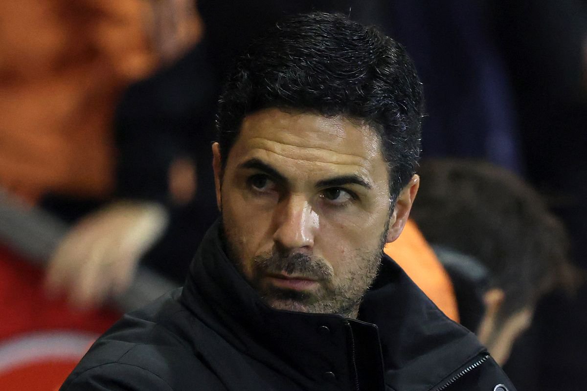 Arsenal's Spanish manager Mikel Arteta reacts ahead of the English League Cup fourth round football match between Fleetwood Town and Arsenal at Highbury Stadium in Fleetwood, north west England, on October 27, 2026.