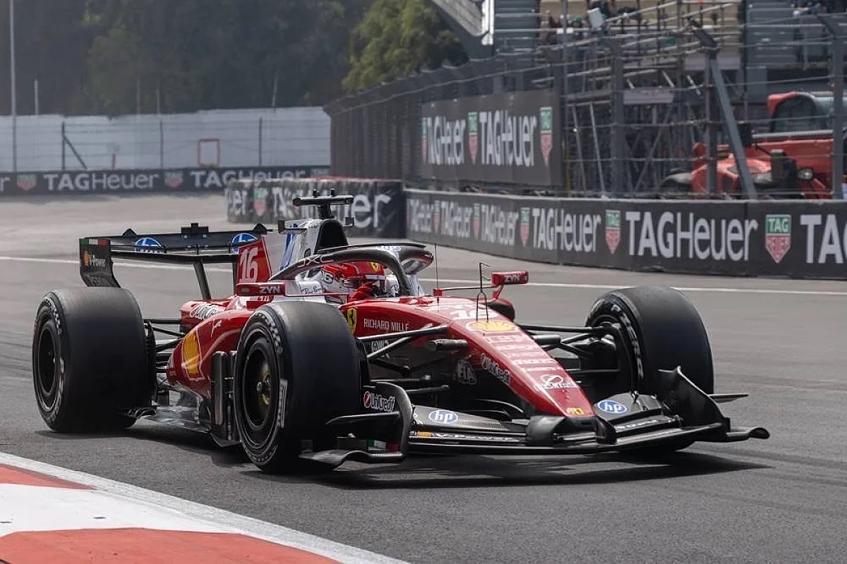 Charles Leclerc in Ferrari SF-26 with number 16 on track at the Mexican Grand Prix, Formula 1 practice