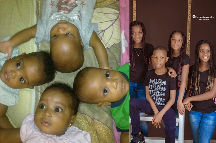 Mum celebrates her quadruplets by sharing new photos of them as they turn 10