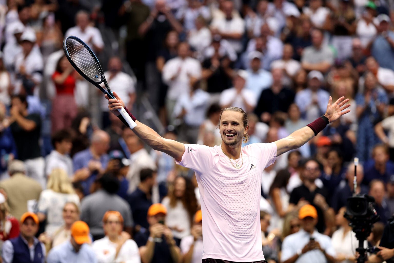 Alexander Zverev celebrates after winning the US Open.