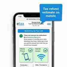 Tax refund calculator in Etax tax return on mobile