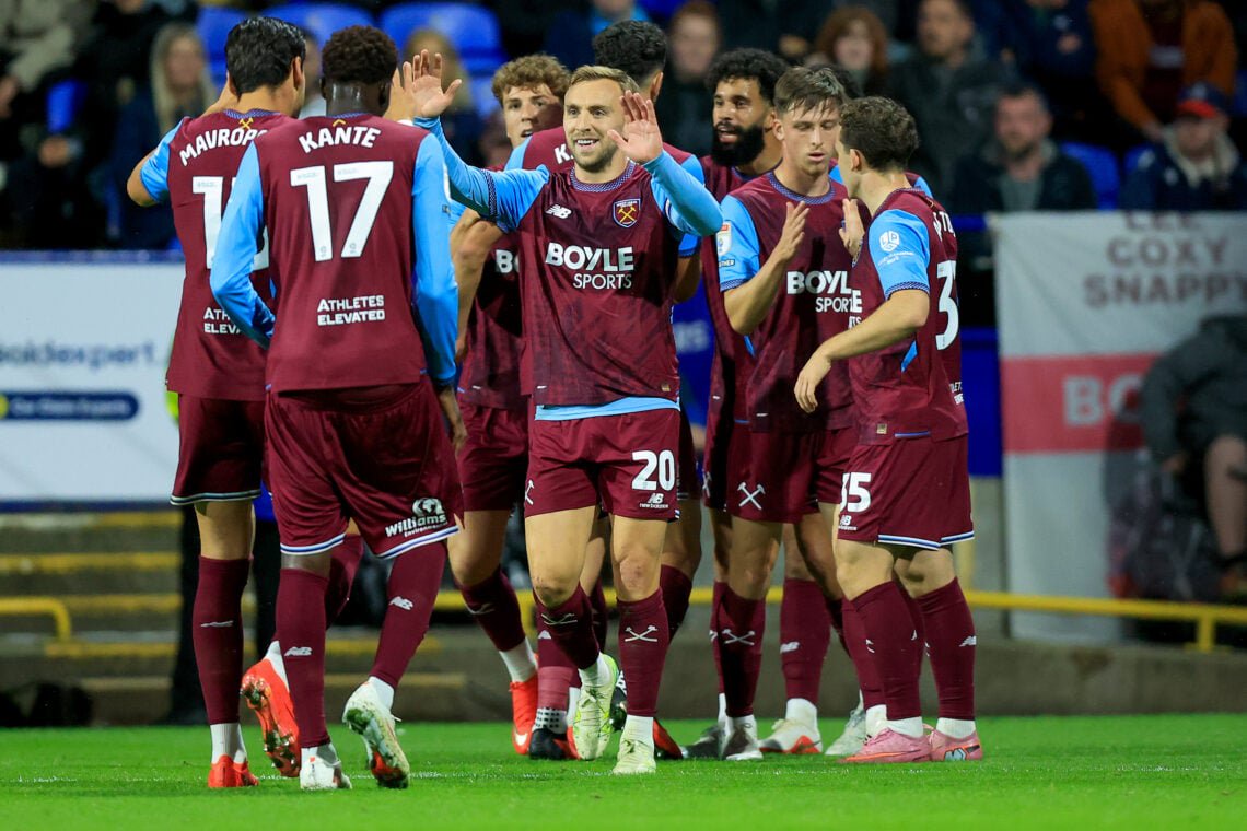 Jarrod Bowen of West Ham United and team-mates celebrate - Bolton Wanderers v West Ham United - Sky Bet Championship 2026/27