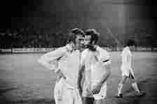 Dejected Leeds players Mick Jones (left) and Paul Reaney at the final whistle. 16th May 1973.