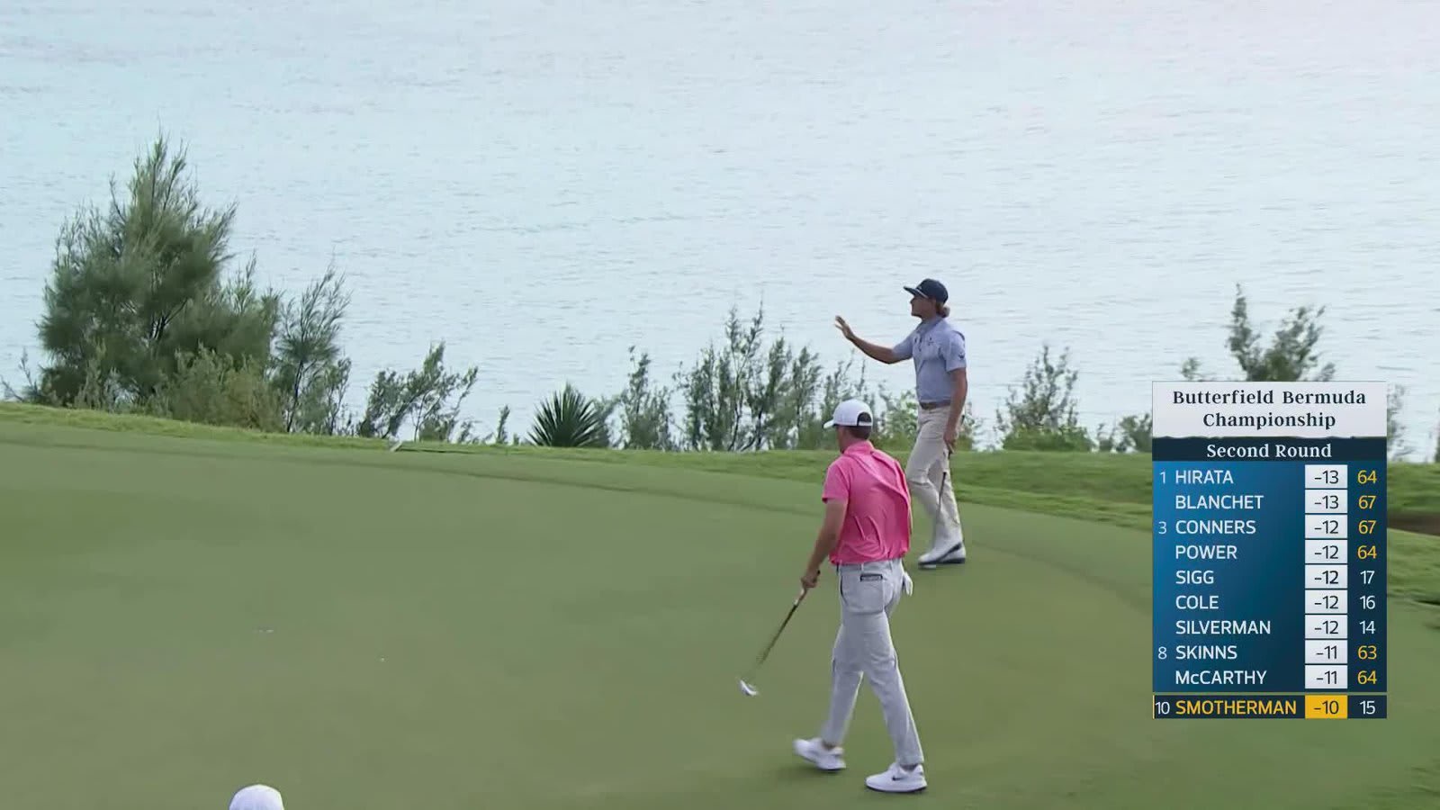 Austin Smotherman holes 17-foot shot for birdie on No. 16 at Butterfield Bermuda